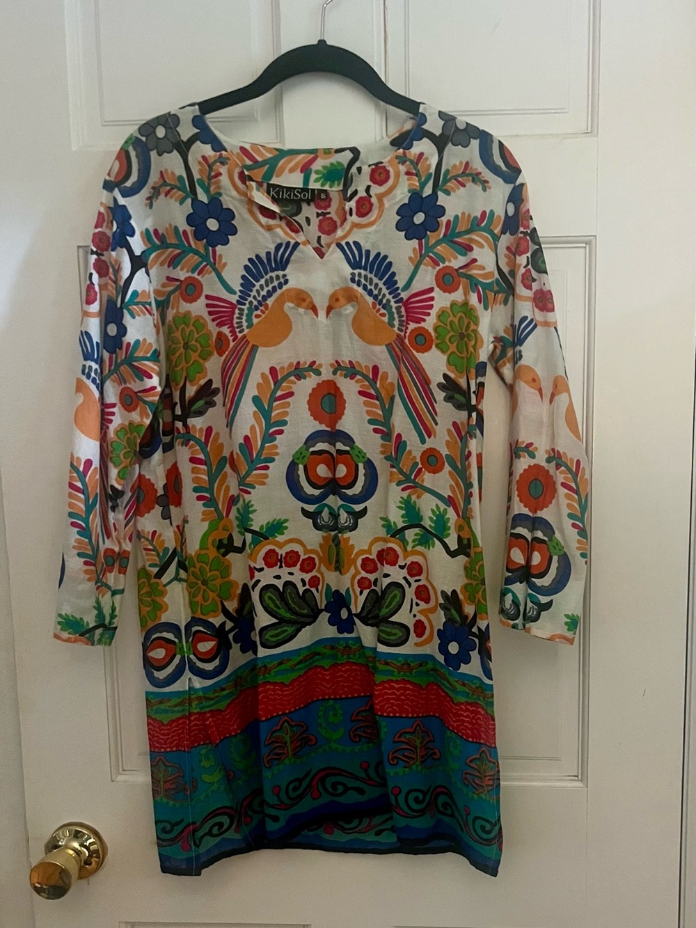 KikiSol Vibrant Bird and flower print Tunic - Multicolor